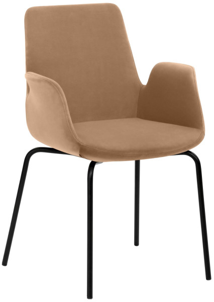Fauteuil Mayer Sitzmöbel , structure à 4 pieds, revêtement en poudre noir, marron clair, 2009_V3_30485