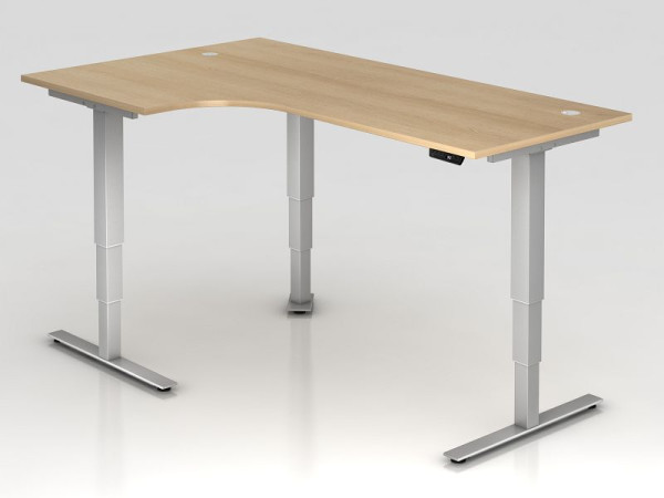 Hammerbacher table d'angle assis-debout électrique 200x120cm 90° chêne, forme d'angle 90°, peut être monté à gauche ou à droite, VXDSM82/E/S