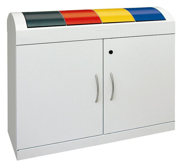 tri des déchets contondants TD 4, RAL 7035/RAL 7016, RAL 3000, RAL 1003, RAL 5010, conteneur intérieur galvanisé, 4x45 litres, 5601007