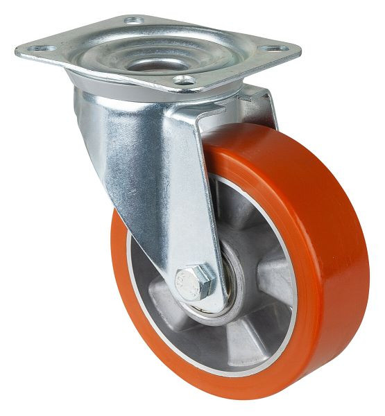 Rouleau de transport BS rollers, largeur de roue 50 mm, roue Ø 150 mm, capacité de charge 300 kg, bande de roulement en polyuréthane moulé, corps de roue en aluminium, roulements à billes, L400.B90.151