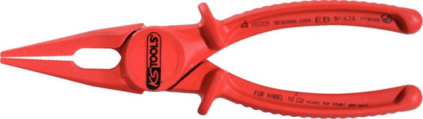 KS Tools Pince à becs plats en plastique avec isolation de protection, 190 mm, 117.1641