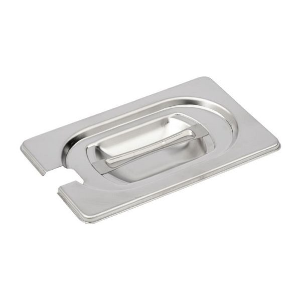 Couvercle Gastro M en acier inoxydable GN1 / 9 avec évidement pour cuillère, DR492