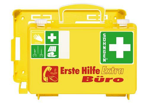 Trousse de secours DENIOS extra "bureau", contenu selon DIN, support mural, 164-937
