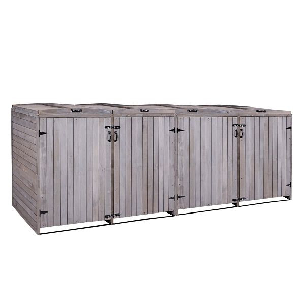 Mendler XL HWC-H74 4/8 habillage poubelle, poubelle, extensible 120x75x96 bois, gris anthracite, 2x73979+2x74651