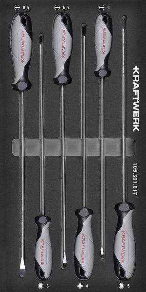 Tournevis Kraftwerk BASIC LINE EVA à six pans creux, version extra longue, insert 6 pièces 20x40, 105.301.017