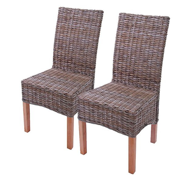 Mendler set de 2 chaises de salle à manger chaise en osier M44, rotin Kubu, sans coussin d'assise, 12407
