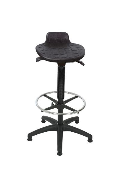 Tabouret Lotz "Comfortable-Variable", assise en PU, hauteur d'assise 570-820mm, base en plastique, ressort à gaz de sécurité, repose-pieds, patins, 3575.08