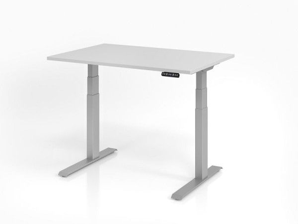 Bureau Hammerbacher XDKB12, 120 x 80 cm, plateau : gris, épaisseur 25 mm, chant épais en ABS, forme rectangulaire, VXDKB12/5/S