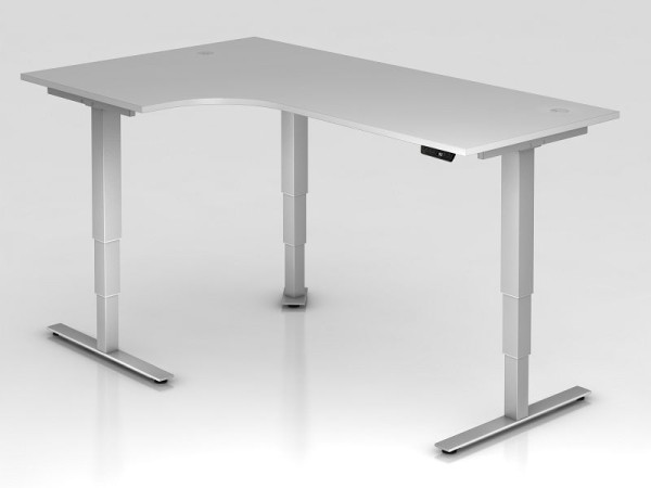 Hammerbacher table d'angle assis-debout électrique 200x120cm 90° gris, forme d'angle 90°, peut être monté à gauche ou à droite, VXDSM82/5/S