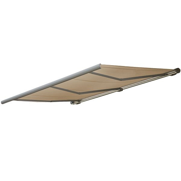 Store cassette électronique Mendler HWC-H27, store cassette complète 6x3m, polyester crème, cadre gris, 72796 + 58311