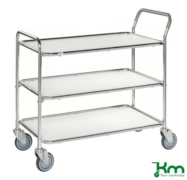 Chariot de table Kongamek, galvanisé / blanc, avec 3 étagères, KM30773-6
