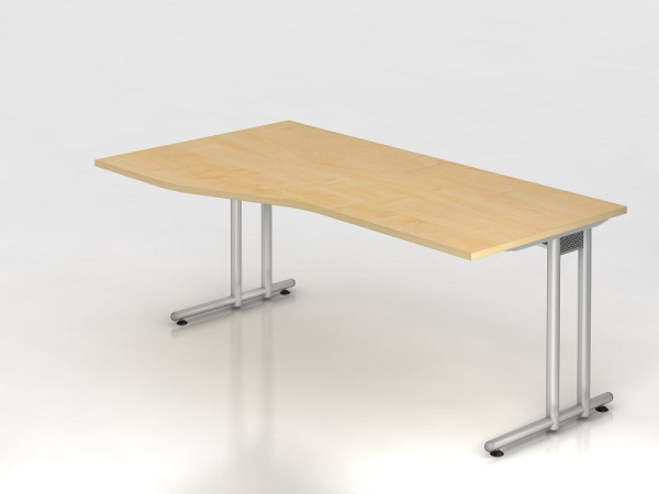 Bureau Hammerbacher pied C 180x100/80cm érable/argent, hauteur de travail 72 cm, VNS18/3/S