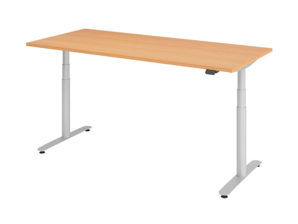 Hammerbacher bureau assis-debout électrique 180x80cm hêtre/argent, VXDLR19/6/S