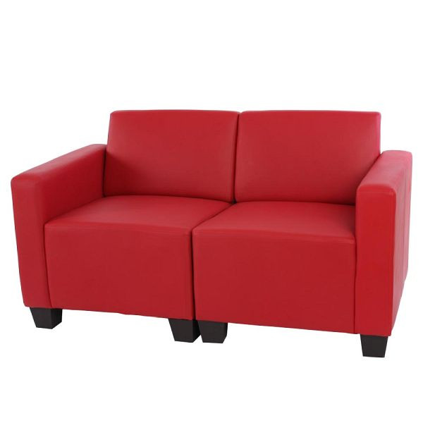 Mendler Canapé modulaire 2 places Couch Lyon, simili cuir, rouge, 21695+21698