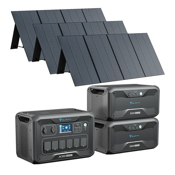 Générateur BLUETTI AC300 + 2x accumulateurs B300 + 3x panneaux solaires PV350, AC300+2xB300+3xPV350