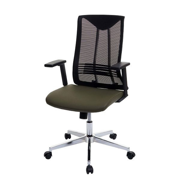 Chaise de bureau Mendler HWC-J53, chaise pivotante, chaise de bureau, cuir artificiel ergonomique, vert olive, 81087