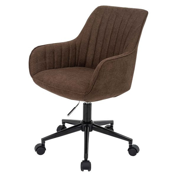 Chaise de bureau Mendler HWC-J62, chaise pivotante, chaise de bureau, fauteuil, tissu/textile avec accoudoirs, marron, 82015