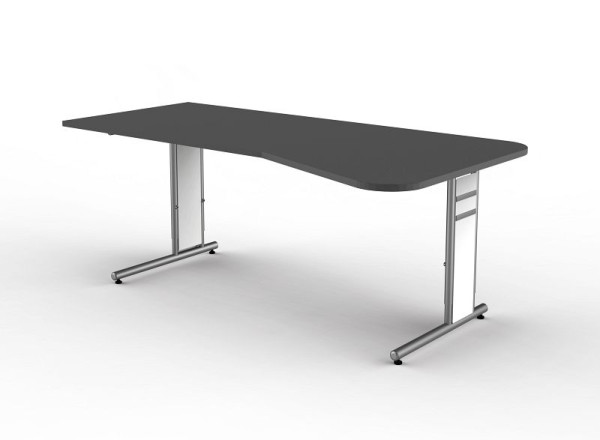 Table de forme libre Kerkmann avec piètement en C, forme 4, L 1950 x P 800/1000 x H 680-820 mm, anthracite, 114119.1