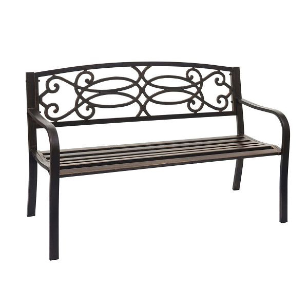 Banc de jardin Mendler HWC-F44, banquette de parc, 2 places en acier enduit de poudre, bronze vintage, 76762