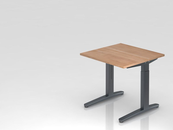 Bureau Hammerbacher pied C 80x80cm noyer/graphite, forme rectangulaire, VXB08/N/GG