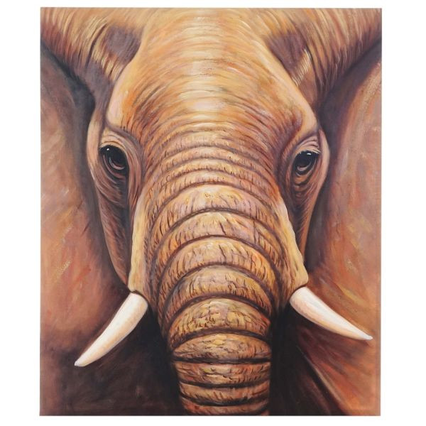 Mendler peinture à l'huile gros plan éléphant, peinture murale 100% peinte à la main XL, 120x100cm, 44744