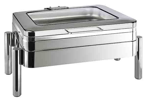 APS Chafing Dish GN 1/1 -PREMIUM-, 66 x 48 cm, hauteur : 33 cm, inox 18/8, 1 cadre, 1 bassine d'eau, avec fond sandwich, 12352