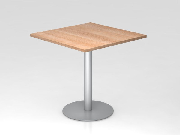 Table de réunion Hammerbacher 80x80cm noyer/argent, structure argentée, VSTF88/N/S