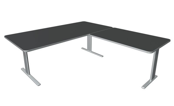 Bureau Kerkmann Unic L 2000 x P 1000 x H 750 mm, élément complémentaire 1000 x 600 mm, anthracite, 11334913