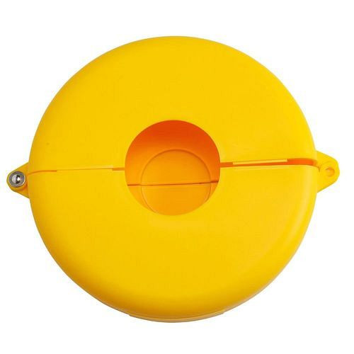 Dispositif d'arrêt DENIOS pour vannes de passage direct, 165 à 254 mm, jaune, 311951