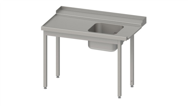 Table d'alimentation Stalgast "Pro", guide panier avec pente, avec 1 bac 1800x750x880mm, montage côté gauche, relevé, soudé, VZL18710LA