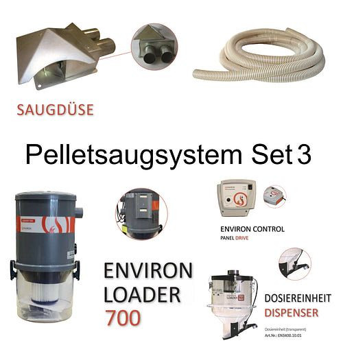 Système d'aspiration des pellets Environ, set 3 - évacuation des pellets par la buse d'aspiration, PESET3