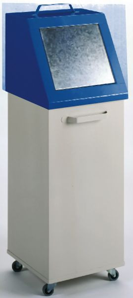 Poubelle de recyclage KLW, 1255 x 420 x 420 mm, en tôle d'acier, mobile, avec couvercle, 16 / WB120-F