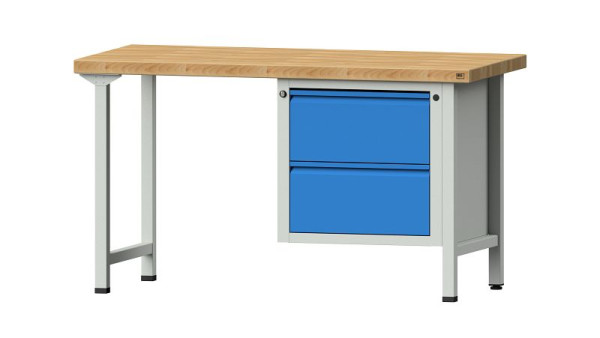 Établis ANKE Établi combiné, modèle 711 E, 1500 x 700 x 850 mm, RAL 7035/5012, BMP 50 mm, 510.541