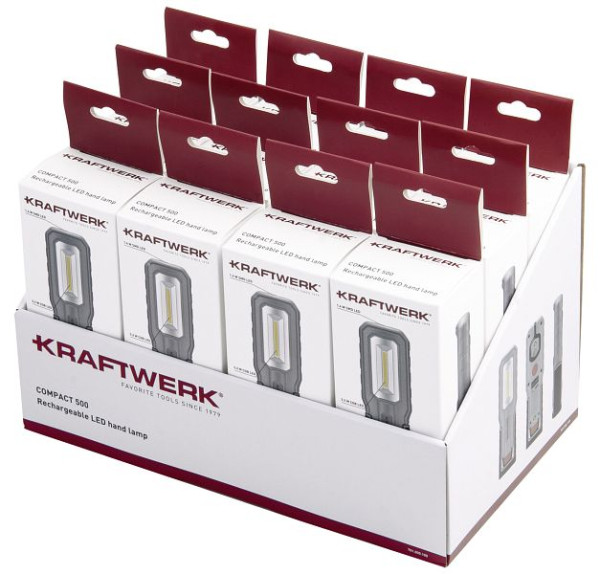 Lampe à main LED Kraftwerk COMPACT 500, affichage rechargeable 12 pièces, 701.000.100