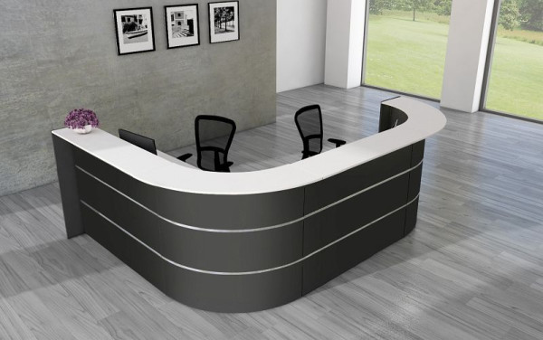 Kerkmann Bari Comptoir en L pour 1-2 personnes, L 3350 mm x P 2350 mm x H 1120 mm, couleur : anthracite, 21355713