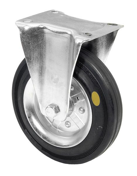 Rouleau de transport BS rollers, rouleau fixe, largeur 37 mm, Ø125 mm, jusqu'à 115 kg, caoutchouc antistatique noir, jante en acier, roulement à rouleaux, plaque, LS410.B58.125