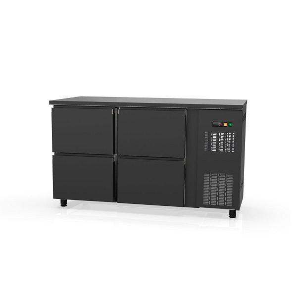 Table réfrigérée de bar Vaiotec TOPLINE 530 noir / 4 tiroirs, 148,5x53x85 cm, 11401