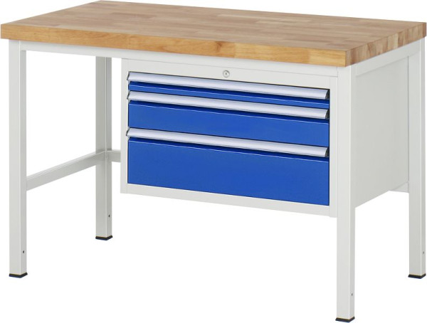 Etabli RAU série 8000 - modèle 8226, L1250 x P700 x H840-1040 mm, base système L1245 x P650 x H800-1000 mm, 03-8226A1-127B4H.11