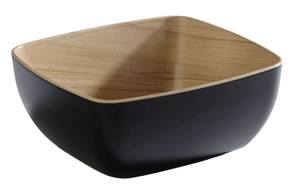 Bol APS GN 1/6 -FRIDA-, 17,6 x 16,2 cm, hauteur : 7,5 cm, mélamine, intérieur : aspect bois, extérieur : noir, 84584