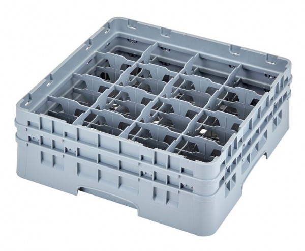 Cambro 16 compartiments Camrack® Rinse Rack 5.7" Hauteur maximale pour tasses/mugs Couleur : Gris doux 16C578151