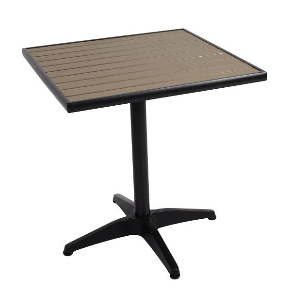 Table de jardin Mendler HWC-J95, table de balcon table bistro, gastronomie extérieur revêtement aluminium polywood, noir, gris, 84862