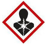 Panneau DENIOS GHS 08, symbole "danger pour la santé", film, autocollant, 37 x 37 mm, paquet : 10 feuilles de 12 pièces, 191814