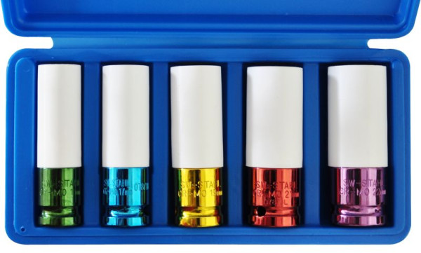 Inserts d'écrou de roue en acier SW, 1/2", 15, 17, 19, 21, 22 mm, 5 pièces, 07865L