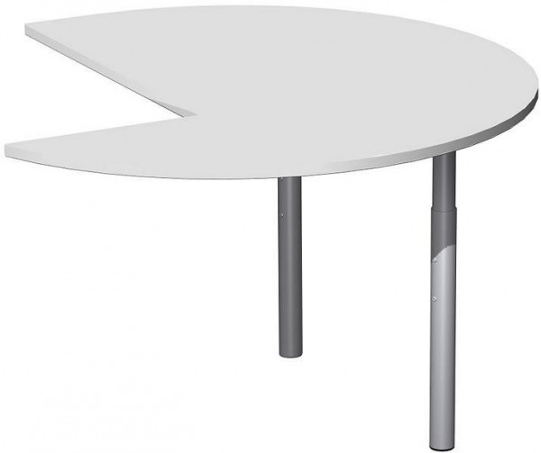 table d'appoint geramöbel trois quarts de cercle gauche avec pieds de support, réglable en hauteur, 1200x1200x680-820, gris clair/argent, N-657011-LS