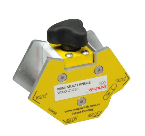Mini équerre de soudage magnétique ELMAG multi-angle, 45°/135°, 60°/120°, 75°/105° et 90°, force de maintien 40 kg, commutable ON/OFF, 55472