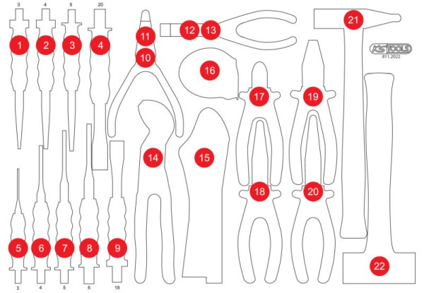 KS Tools Insert en mousse vide pour 811.2022, 811.2022-97
