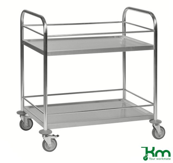 Chariot en acier inoxydable Kongamek avec 2 étagères C2, 18/0, avec bordure, KM60357