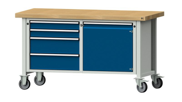 Établis ANKE établi à caissons, modèle 131 V, 1500 x 700 x 850 mm, RAL 7035/5010, BMP 50 mm, mobile, 305.710