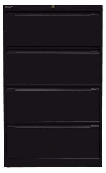 Classeur suspendu Bisley, double rail 4 tiroirs HR, noir, DF4633
