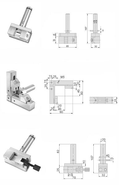 Porte-électrode MACK avec tige filetée, inoxydable, BB 36 mm, SW 50 mm, 14-REHG-50